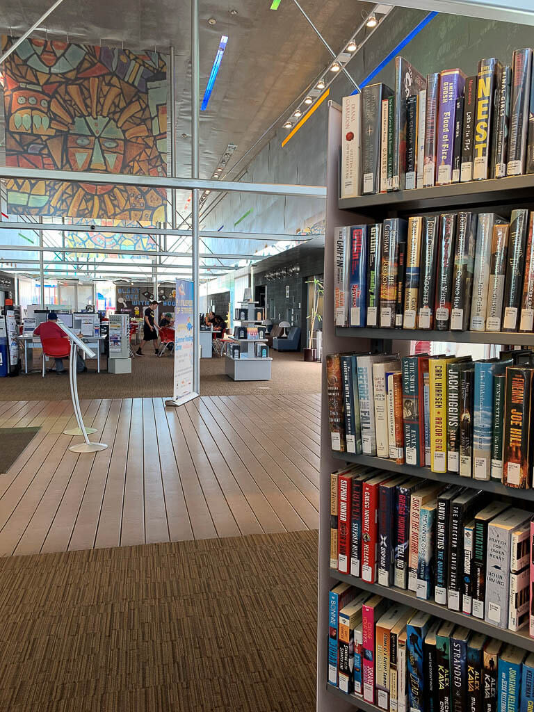 Interior of Harmon Library.